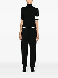 THOM BROWNE - Stripe-Detailing Short-Sleeve Jumper