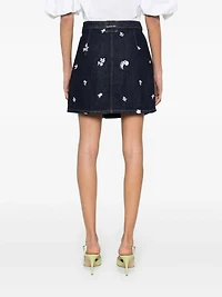 LANVIN - Floral Embroidered Denim Skirt