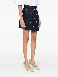 LANVIN - Floral Embroidered Denim Skirt