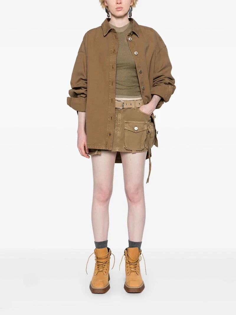 THE ATTICO - Denim Cargo Skirt in Tan