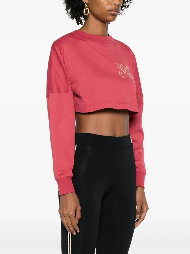 PALM ANGELS - Cropped Long Sleeve in Light Red