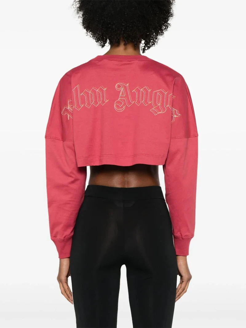 PALM ANGELS - Cropped Long Sleeve in Light Red