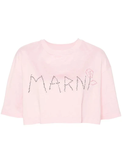 MARNI - Logo Cropped Tee in Pink