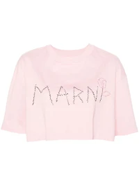 MARNI - Logo Cropped Tee in Pink