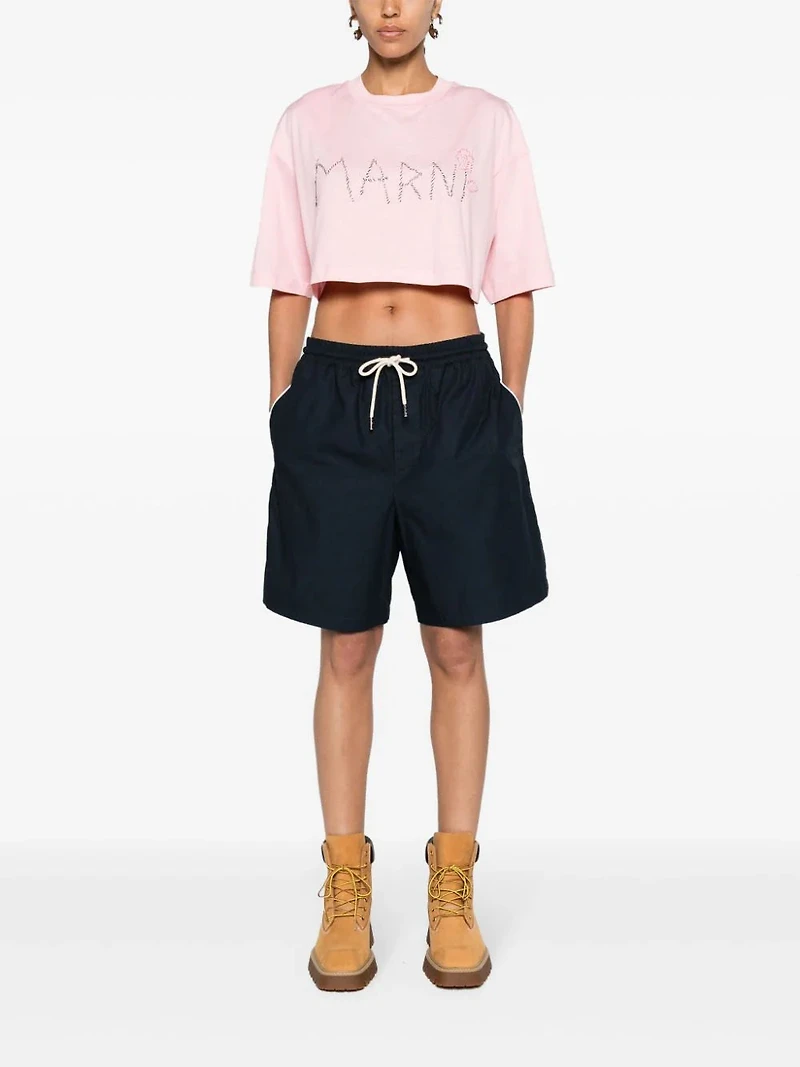 MARNI - Logo Cropped Tee in Pink