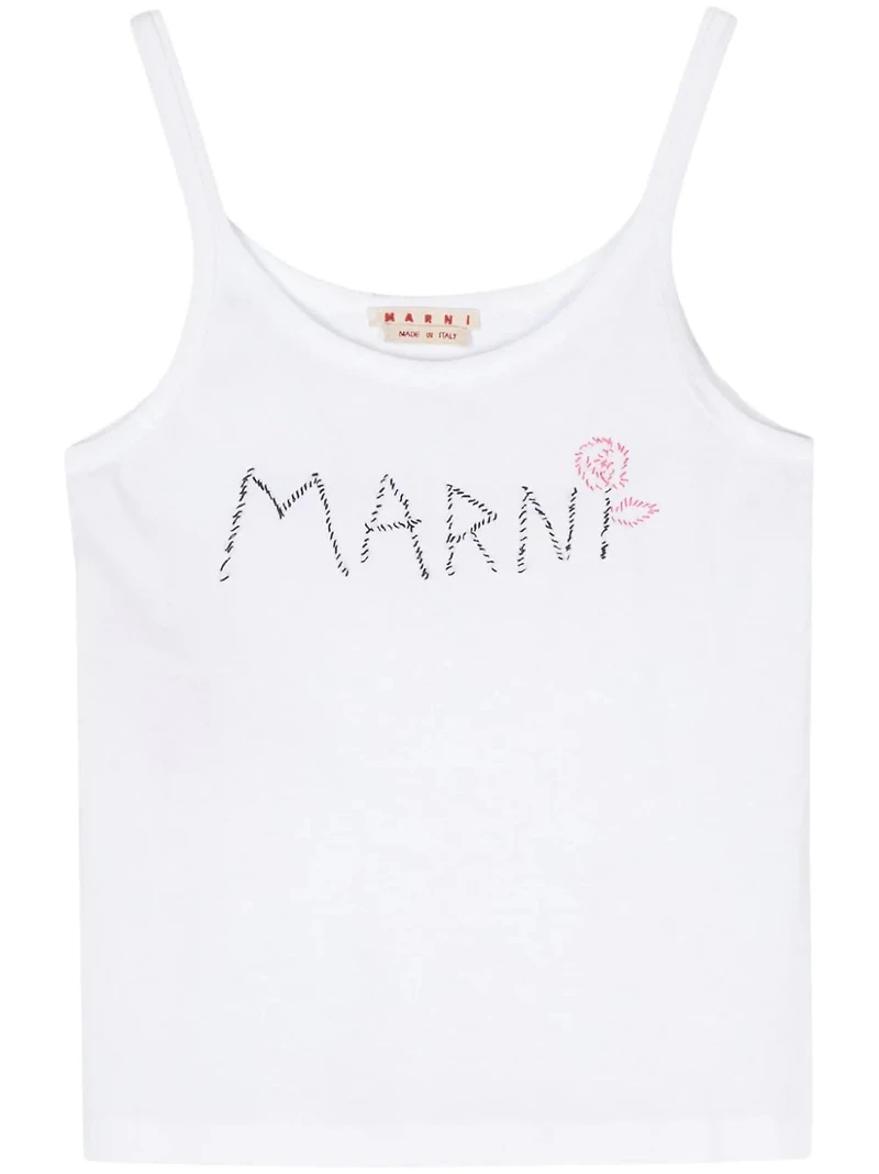 MARNI - Embroidered Logo Tank in White