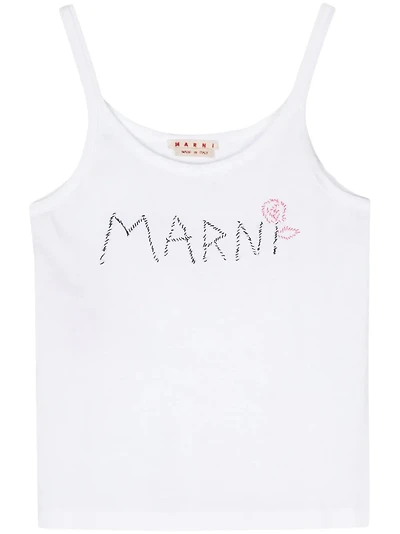 MARNI - Embroidered Logo Tank in White