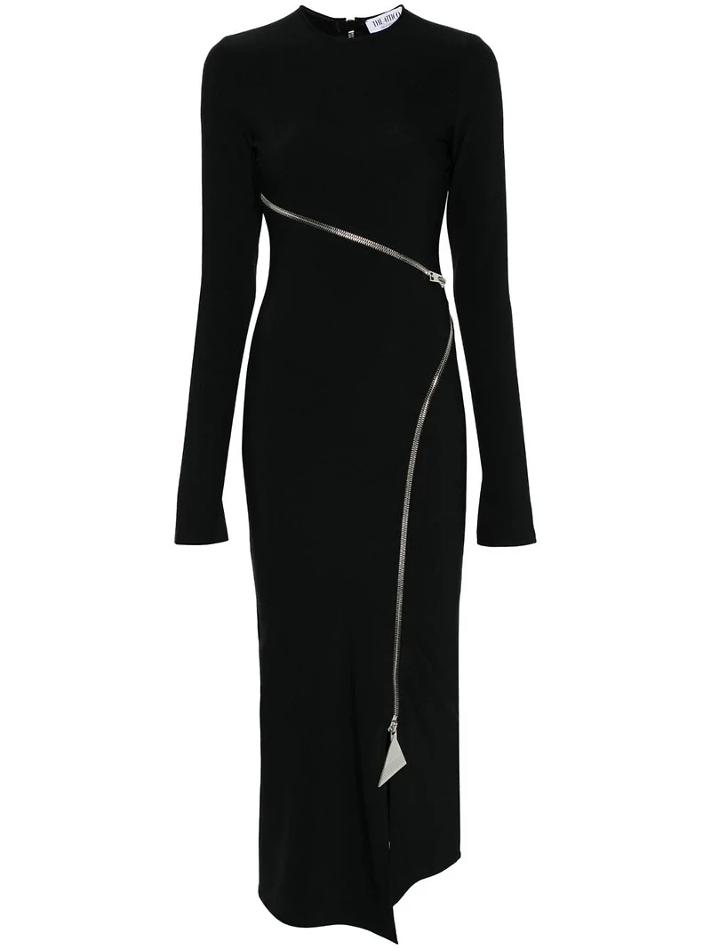 THE ATTICO - Zip Midi Dress in Black