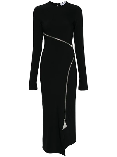 THE ATTICO - Zip Midi Dress in Black