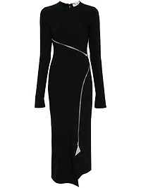 THE ATTICO - Zip Midi Dress in Black