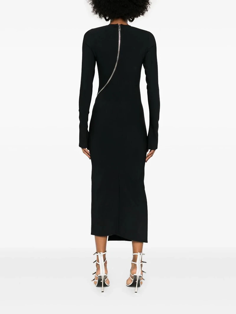 THE ATTICO - Zip Midi Dress in Black