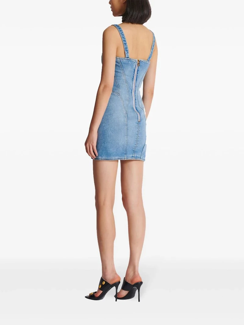 BALMAIN - Denim Embellished Minidress