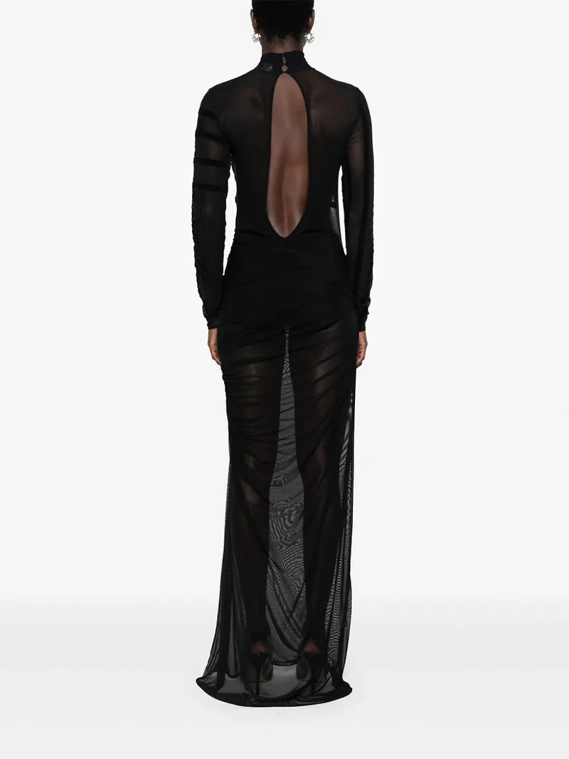 JEAN PAUL GAULTIER - Striped Mesh Maxi Dress