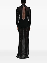 JEAN PAUL GAULTIER - Striped Mesh Maxi Dress