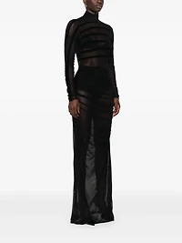 JEAN PAUL GAULTIER - Striped Mesh Maxi Dress