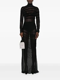 JEAN PAUL GAULTIER - Striped Mesh Maxi Dress