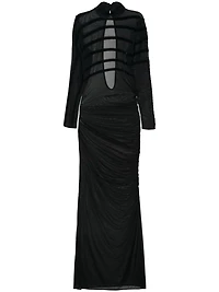 JEAN PAUL GAULTIER - Striped Mesh Maxi Dress