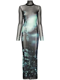 JEAN PAUL GAULTIER - Mesh Maxi Dress in Blue/Black