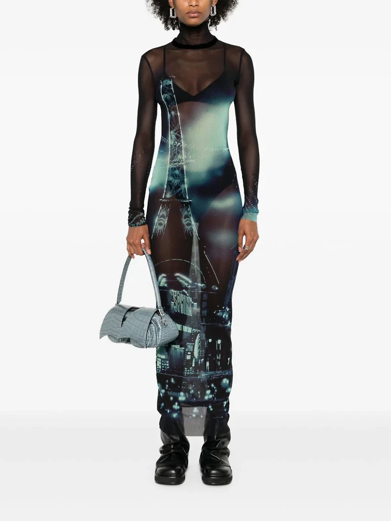JEAN PAUL GAULTIER - Mesh Maxi Dress in Blue/Black