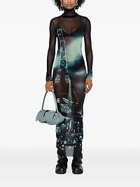 JEAN PAUL GAULTIER - Mesh Maxi Dress in Blue/Black