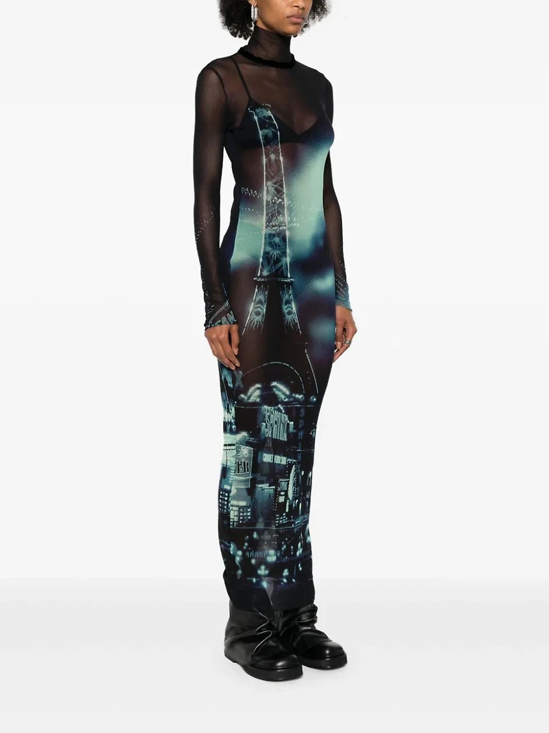 JEAN PAUL GAULTIER - Mesh Maxi Dress in Blue/Black