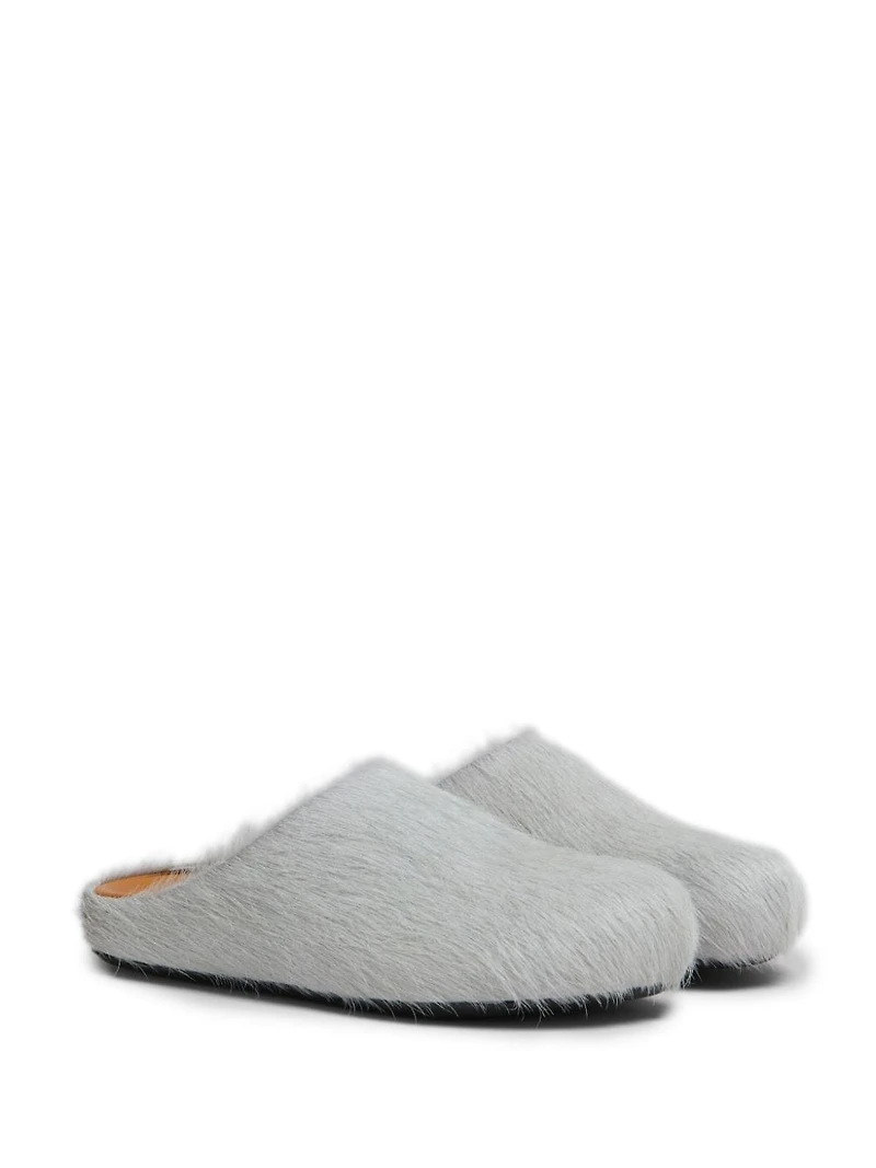 MARNI - Hair Calfskin Mules in Grey