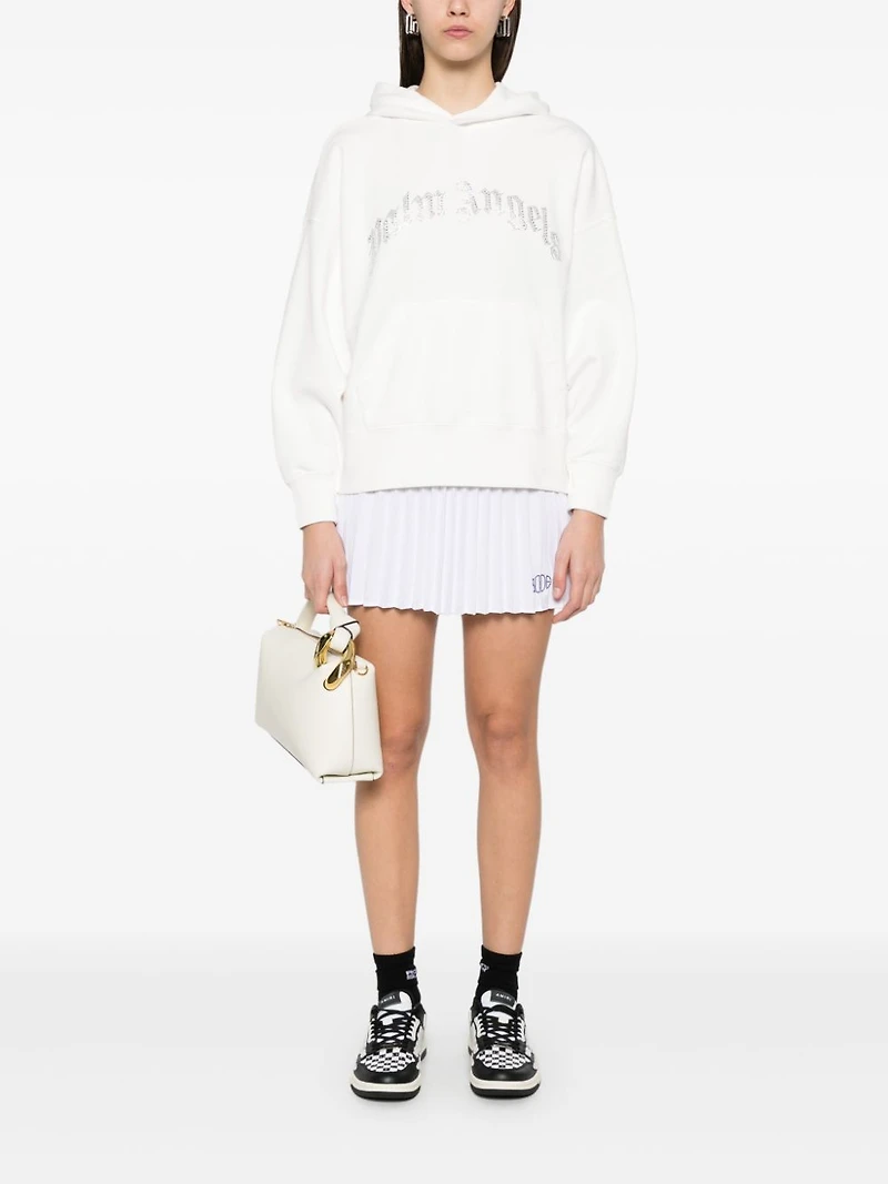 PALM ANGELS - White Crystal Logo Hoodie