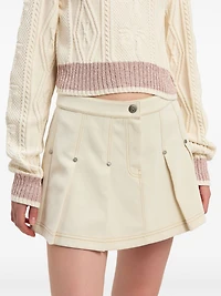 PALM ANGELS - Cream Pleated Mini Skirt
