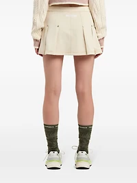 PALM ANGELS - Cream Pleated Mini Skirt