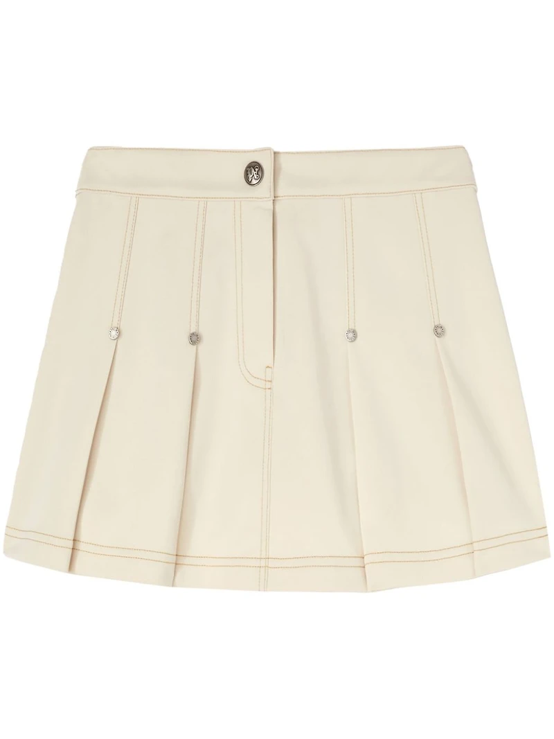 PALM ANGELS - Cream Pleated Mini Skirt