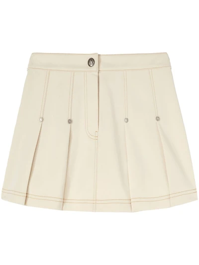PALM ANGELS - Cream Pleated Mini Skirt