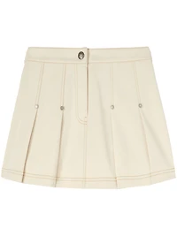 PALM ANGELS - Cream Pleated Mini Skirt