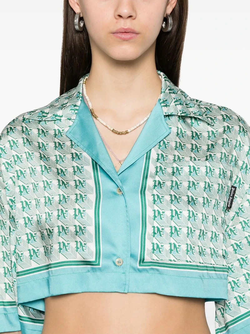 PALM ANGELS - Monogram-Print Crop Top