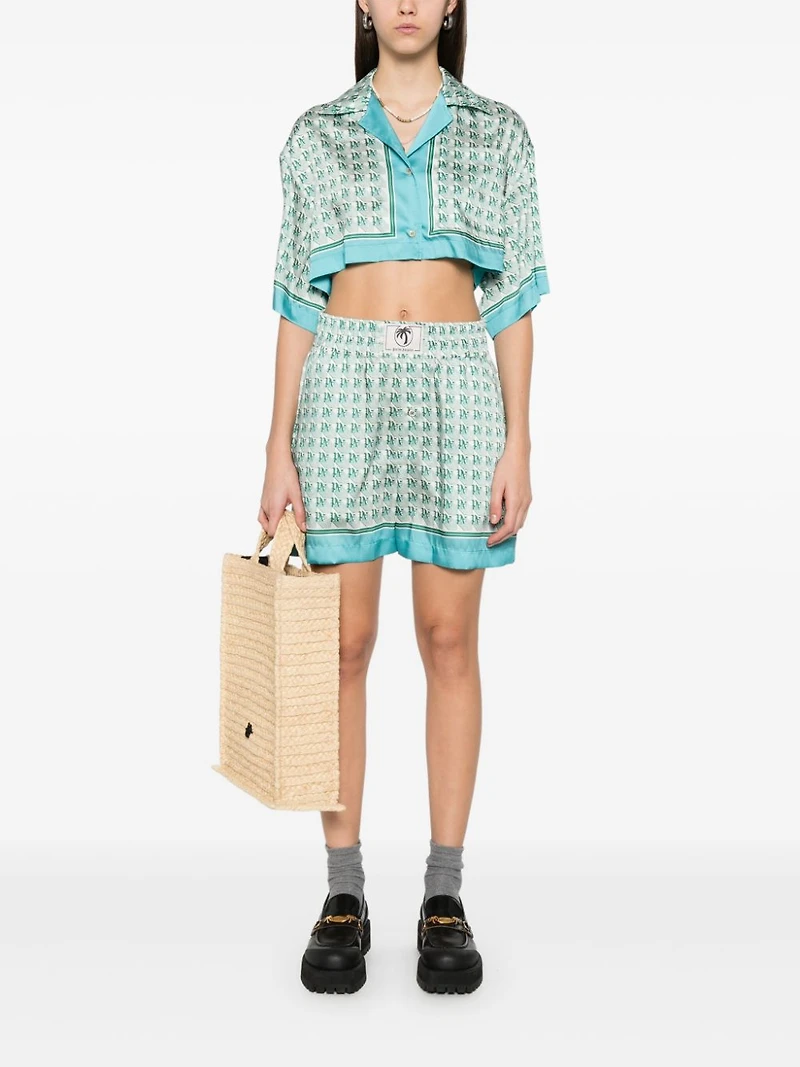 PALM ANGELS - Monogram-Print Crop Top