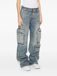 PALM ANGELS - Coated Denim Cargo Jeans