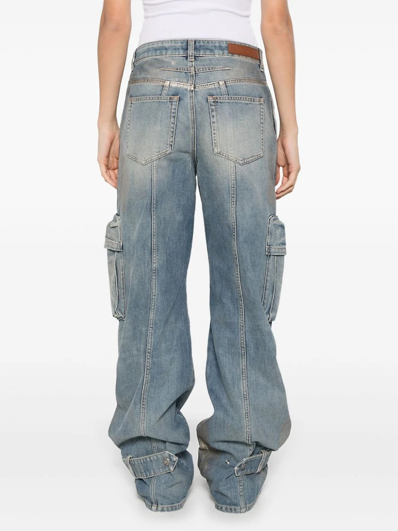 PALM ANGELS - Coated Denim Cargo Jeans