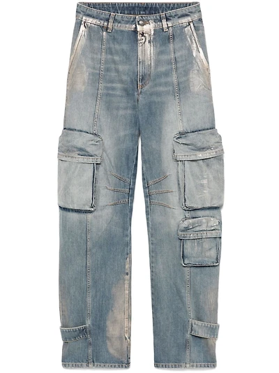 PALM ANGELS - Coated Denim Cargo Jeans