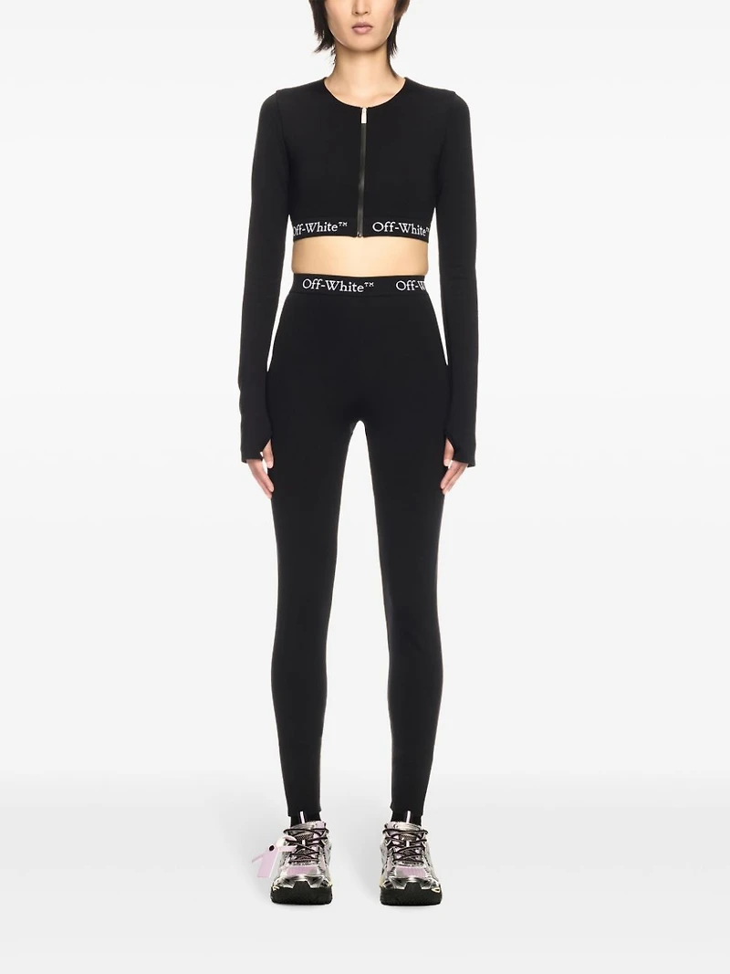 OFF-WHITE - Black Logo-Band Leggings
