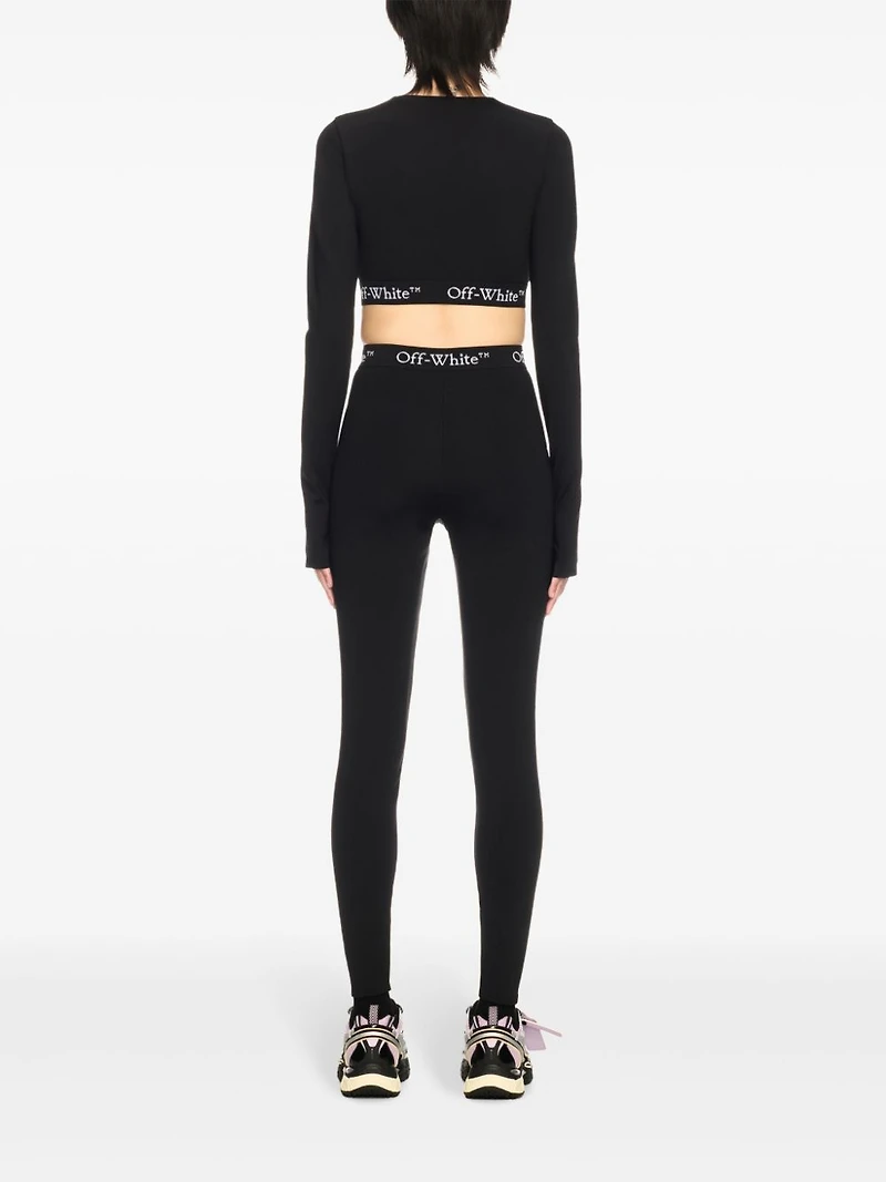 OFF-WHITE - Black Logo-Band Leggings