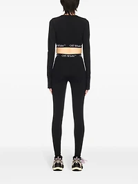 OFF-WHITE - Black Logo-Band Leggings