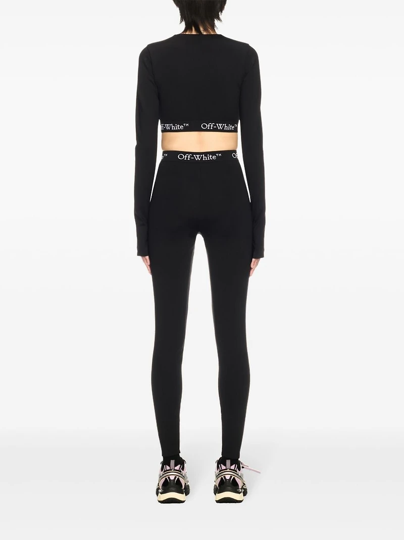OFF-WHITE - Black Logo-Band Crop Top