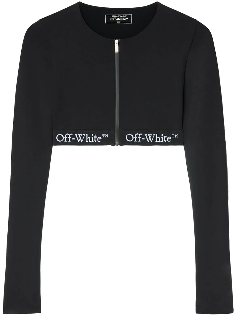 OFF-WHITE - Black Logo-Band Crop Top