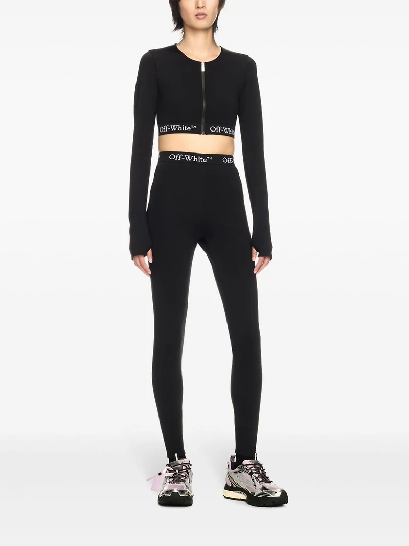 OFF-WHITE - Black Logo-Band Crop Top