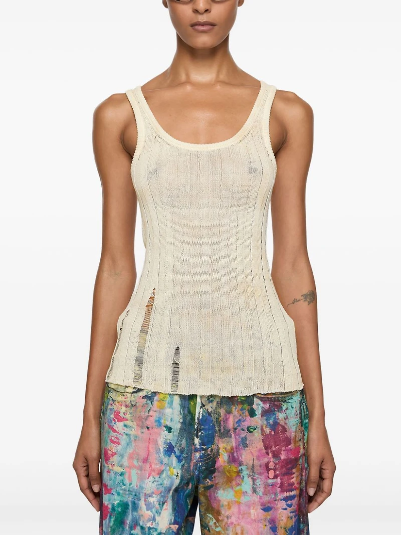 ACNE STUDIOS - Cream Distressed Tank Top