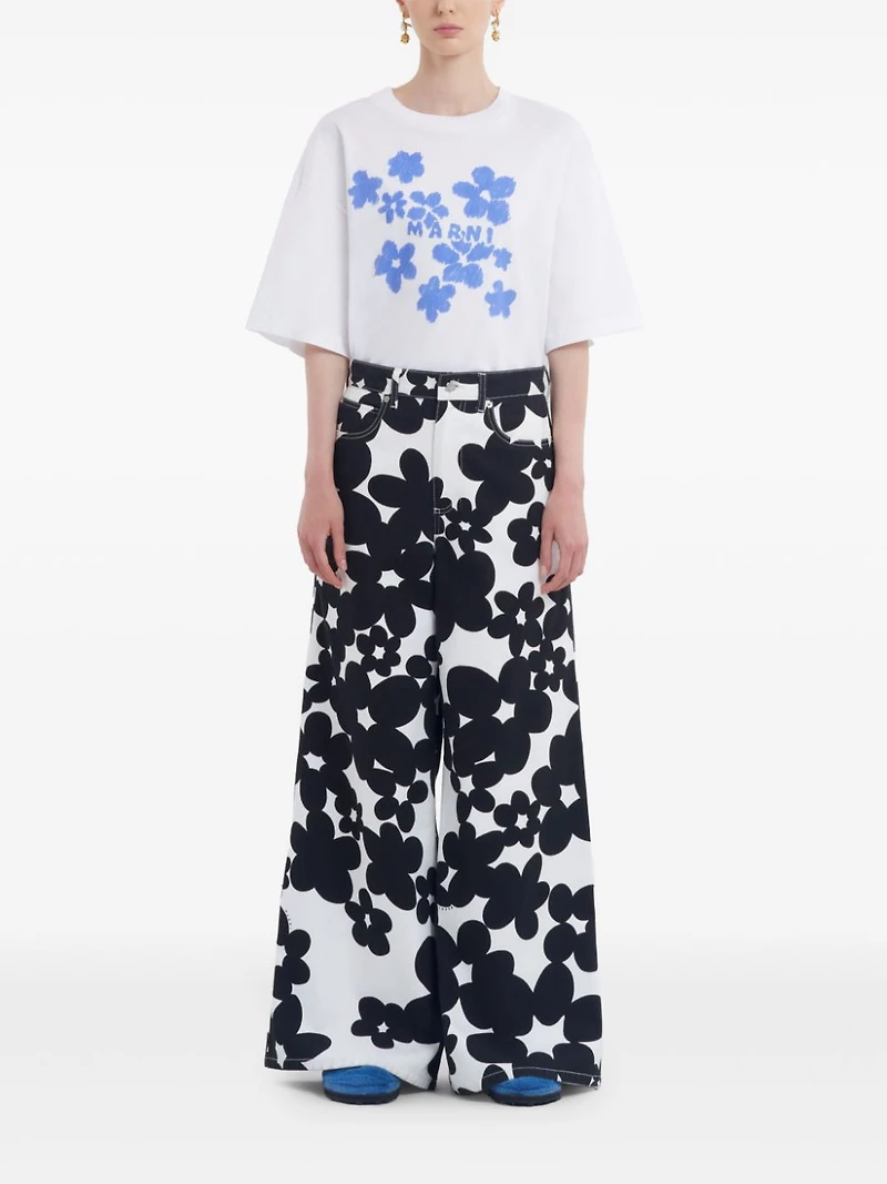 MARNI - Floral-Print Flared Trousers