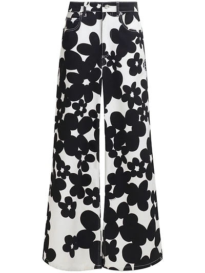 MARNI - Floral-Print Flared Trousers