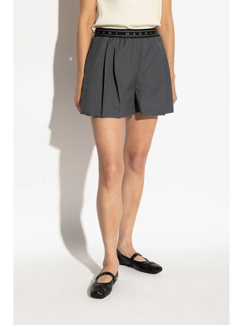 MARNI - Ash Grey Pleated Shorts