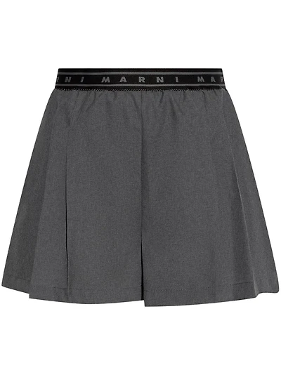 MARNI - Ash Grey Pleated Shorts