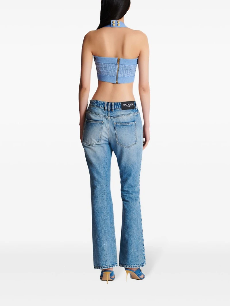 BALMAIN - Labyrinth Knit Halterneck In Blue