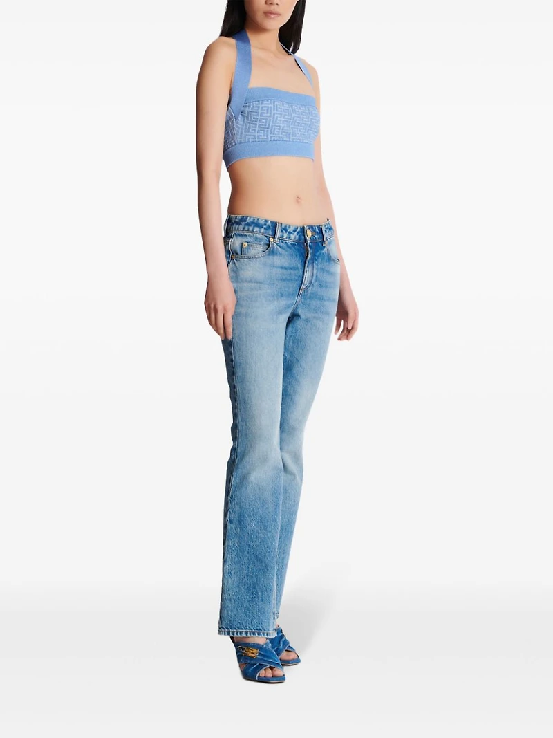 BALMAIN - Labyrinth Knit Halterneck In Blue